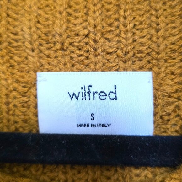 Wilfred S Mustard Yellow Ribbed Knit Turtleneck 100% Merino Wool Sweater Made In - Picture 6 of 9